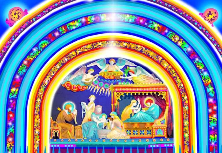 La fachada de Los Jerónimos de Madrid se transforma en un fresco policromado